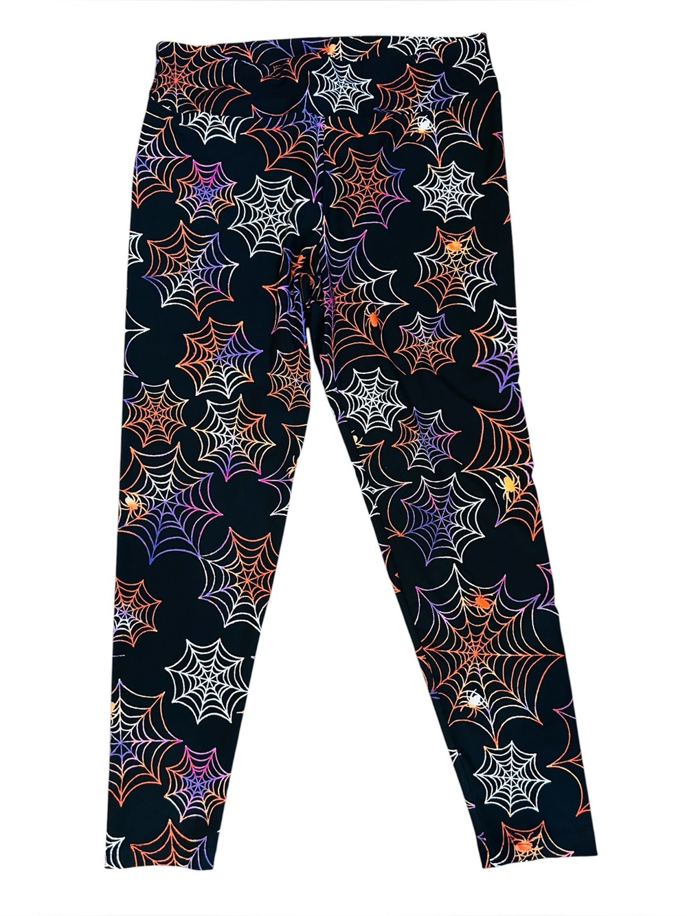 No Boundaries Women Ankle Leggings Spiders Junior XL 15-17 Black/Multi Halloween